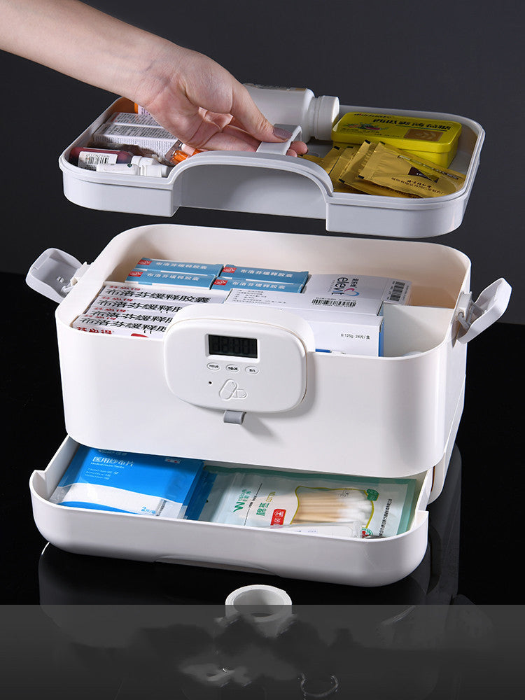 Smart Medicine Cabinet Storage Box with Alarm Clock House DealSniper.net