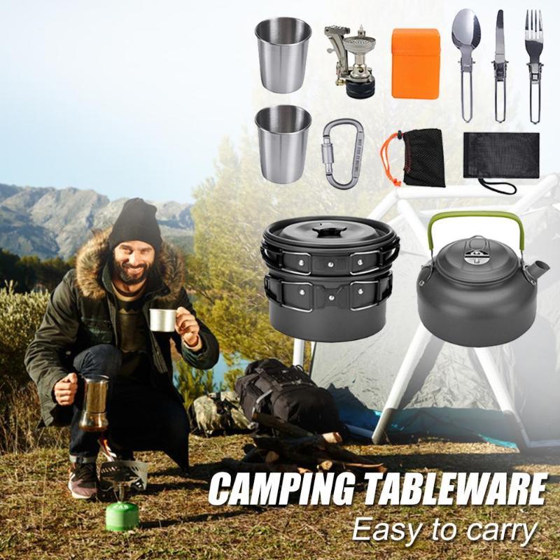 Camping Cookware Kit Outdoor Cooking Set Hiking Picnic Outdoor DealSniper.net