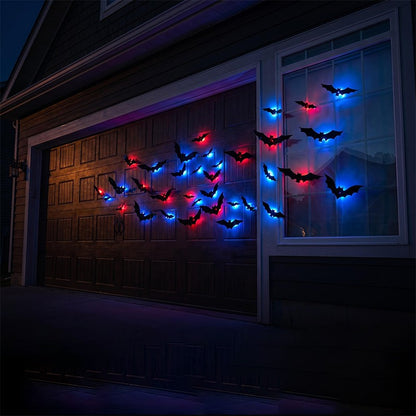 12-36pcs Bats Wall Decor Halloween Decorations With LED Lights Holidays DealSniper.net