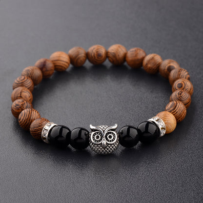 Owl frosted stone lifeline wood grain bracelet Jewelry dealsniper-net