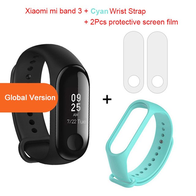 Global Version Xiaomi mi band 3 Fitness Tracker Smart Bracelet Jewelry Gym From House Add cyan wrist strap