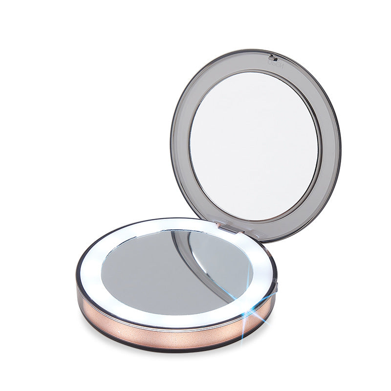 LED Lighted Mini Makeup Mirror 3X Magnifying Compact Travel dealsniper-net