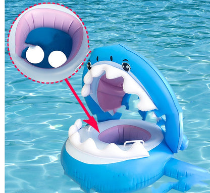 Inflatable Swimming Ring For Kids With Awning Shark Seat