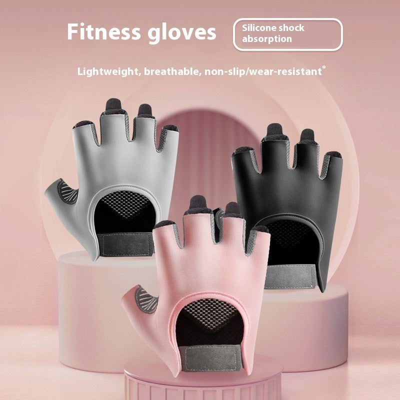 Women's Half Finger Training Thickened Liquid Silicone Fitness Gloves Sports Gym From House