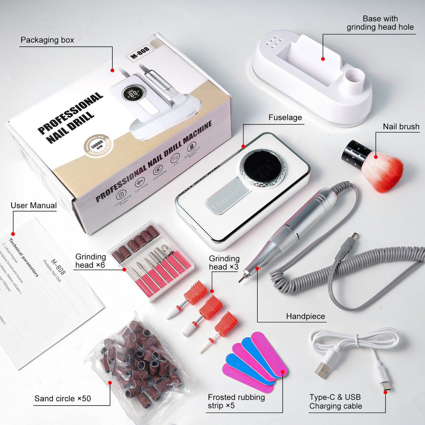 Nail Drill Machine Rechargeable Portable Nail File Beauty dealsniper-net