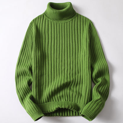Turtleneck Sweater Men Women Ins Fashion Solid Striped Men DealSniper.net Green 2XL