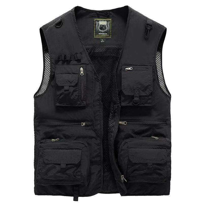 14 Pockets Summer New Men US Tactical Hiking Fishing Vest Men Gym From House Black 5XL