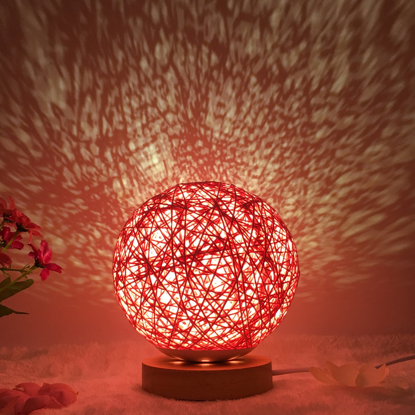 Creative Linen Table Lamp Novel and Unique LED Intelligent Home Decor Gym From House RoseRed round Button 15cm