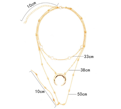 Fashion Multilayer Crescent Moon Choker Necklace With Bead Chain Initial Necklace Pendant On Neck Beads For Jewelry Making Jewelry dealsniper-net