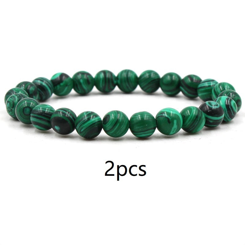 Classic Black Matte Green Malachite Bracelets Jewelry Jewelry dealsniper-net Green 2pcs