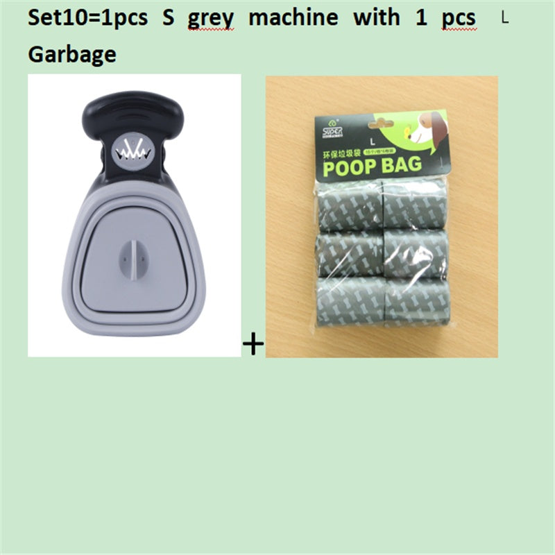Dog Pet Travel Foldable Pooper Scooper With 1 Roll Pets Gym From House Set 10 GreySXL