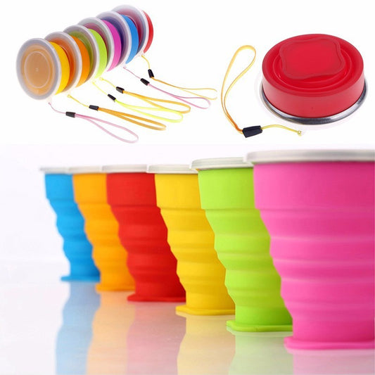 Color Portable Silicone Folding Cup Kitchen DealSniper.net Yellow