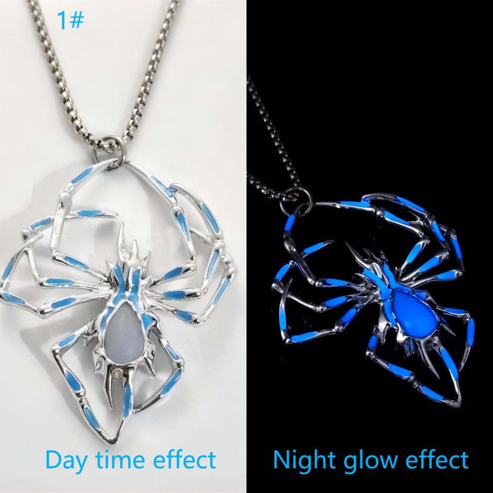 Halloween Creative Stereo Luminous Spider Necklace Jewerly Jewelry dealsniper-net Blue Light