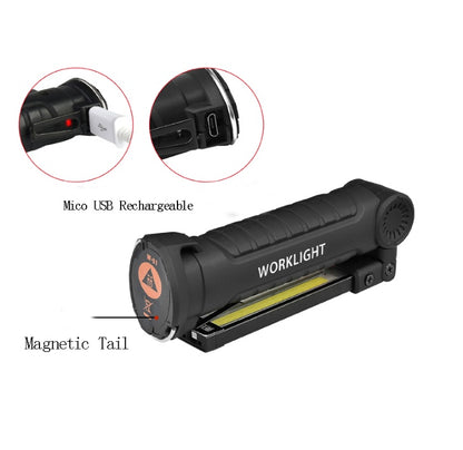 COB LED Tactical Flashlight USB Rechargeable Torch Work Light Outdoor DealSniper.net