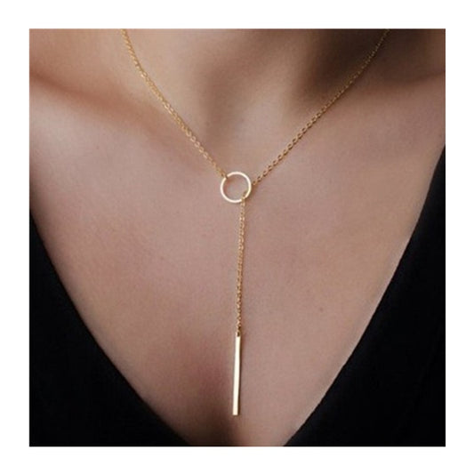 Simple and simple chain metal ring short necklace