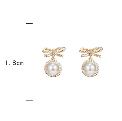 Bow Pearl Simple Micro Stud Earrings Jewelry dealsniper-net