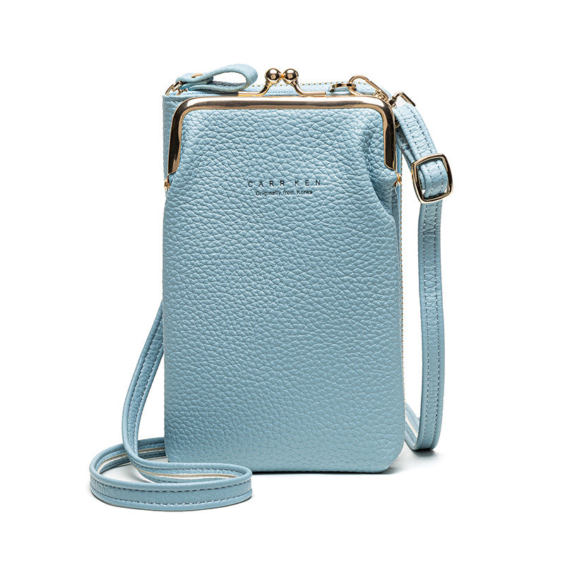 Fashion Lychee Pattern Solid Color Diagonal Shoulder Bag Women dealsniper-net Light Blue