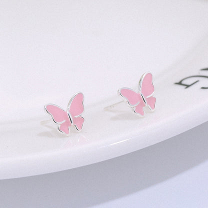 Sterling silver stud earrings literary cute butterfly stud earrings Korean fashion earrings Jewelry DealSniper.net
