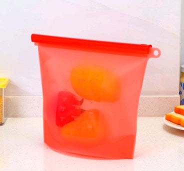 Silicone fresh-keeping bag vacuum sealed bag food Kitchen dealsniper-net Red 1500ml