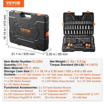 VEVOR Mechanics Tool Set And Socket Set