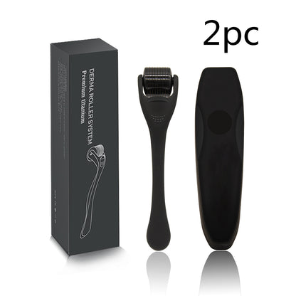 Beard Roller Microneedle Frosted Black Titanium Alloy Needle Men dealsniper-net Black 0.25mm 2PCS