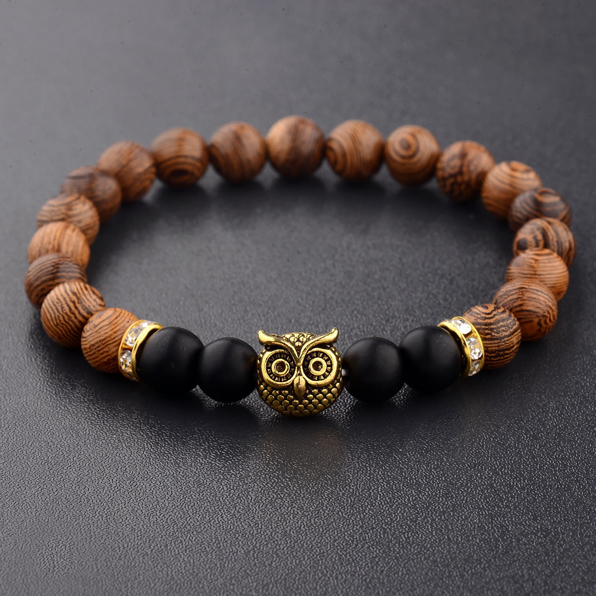 Owl frosted stone lifeline wood grain bracelet Jewelry dealsniper-net