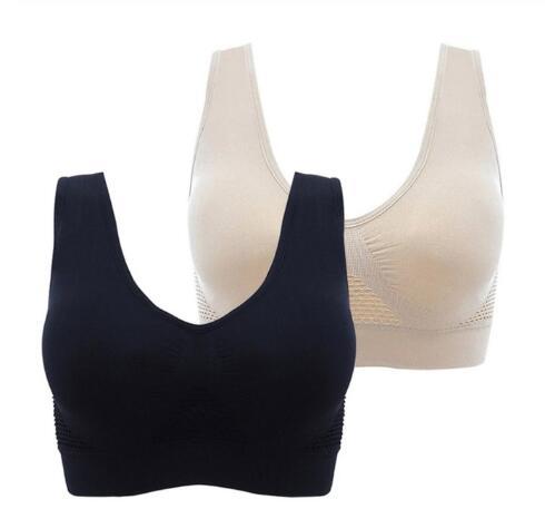 No steel ring hollow vent hole sports bra yoga Women DealSniper.net Black and Beige L