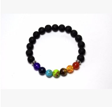 Handmade Black Lava Seven Chakra Healing Balance Beaded Bracelet Jewelry dealsniper-net 3