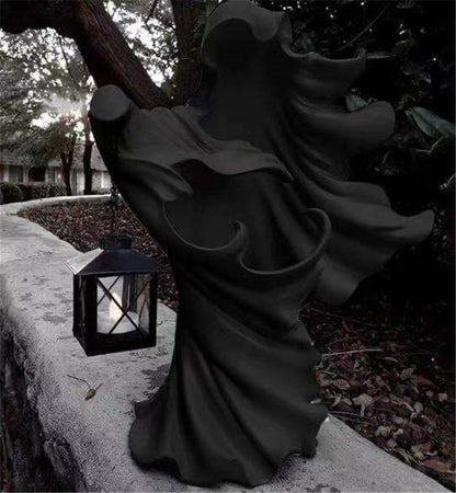 Faceless Ghost Sculpture Halloween Ghoul Resin Sculpture Holidays DealSniper.net Black