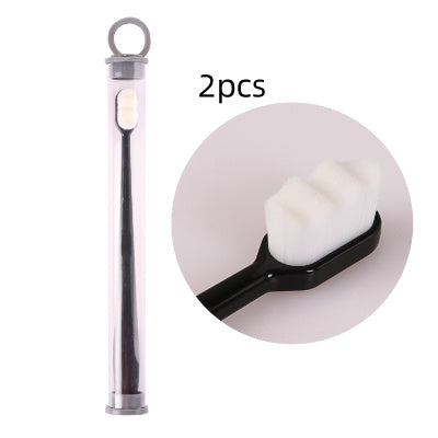 Ultra-fine Toothbrush Super Soft Bristle Deep Cleaning Brush Kids DealSniper.net 2pcs Wavy black white