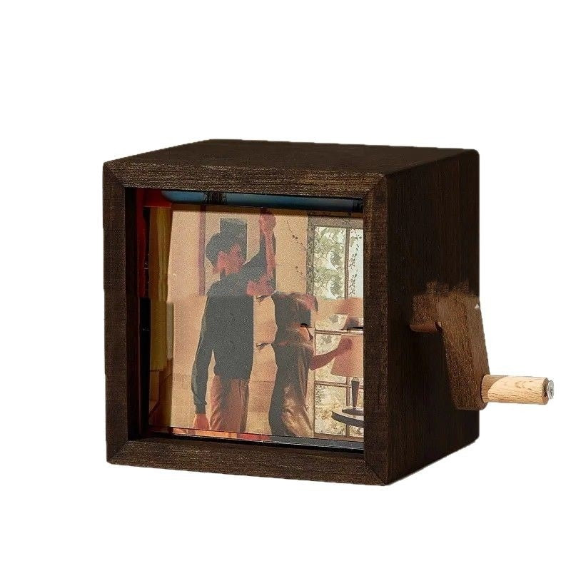 Photo Machine Hand Photo Album Light Up Creative Gifts Home Decor DealSniper.net Black walnut 16 photos No lights