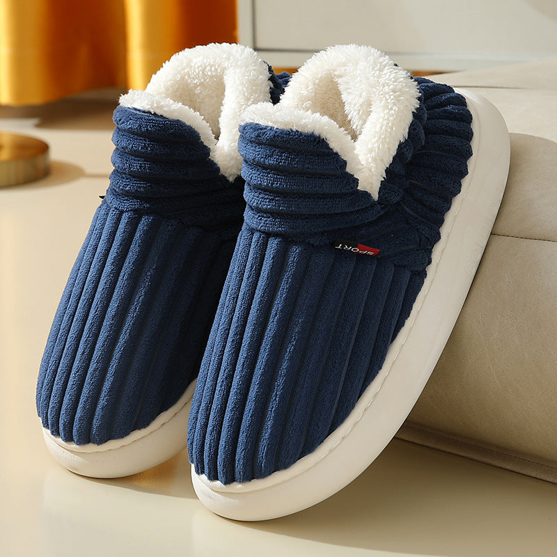 Full Heel Wrap Cotton Shoes Fleece Lined Platform Women dealsniper-net Navy Blue 38to39