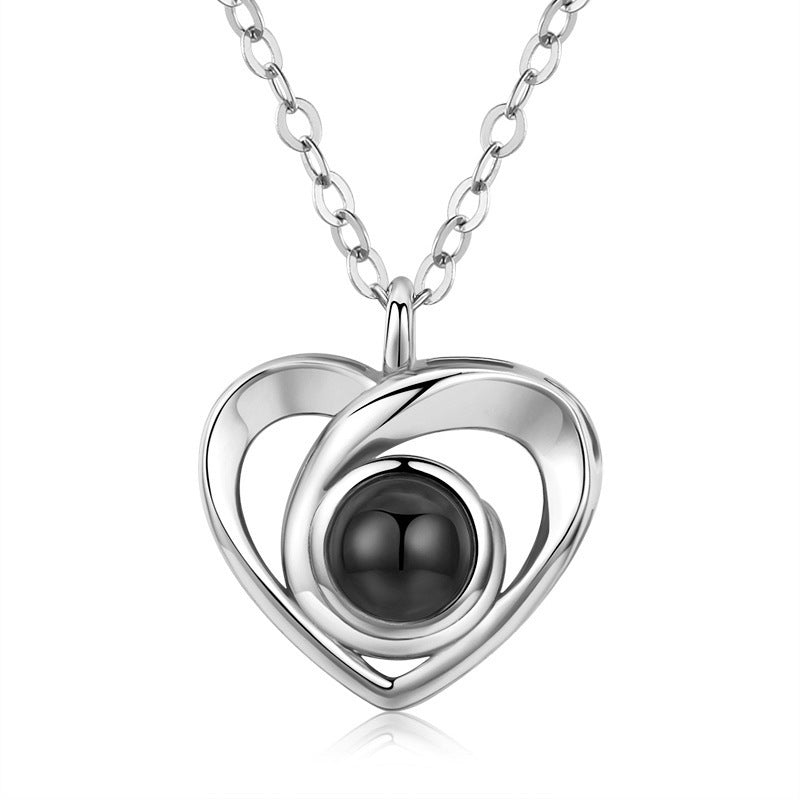 S925 Silver Romantic Photo Projection Necklace Heart