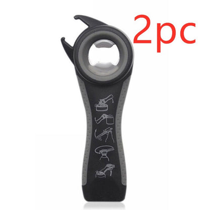 5 in 1 Creative Multifunction Stainless Steel Can Opener Beer Bottle Opener Kitchen DealSniper.net 2pc Black Gray