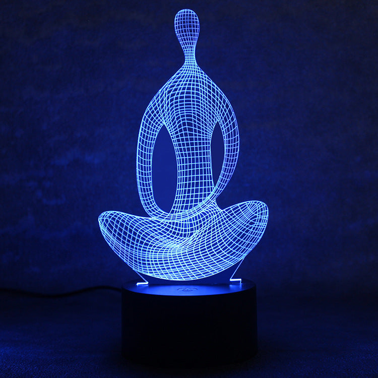 3D 7 Color Changing Yoga LED Meditation Of Acrylic Night Light Home Decor Gym From House