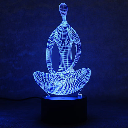 3D 7 Color Changing Yoga LED Meditation Of Acrylic Night Light Home Decor Gym From House