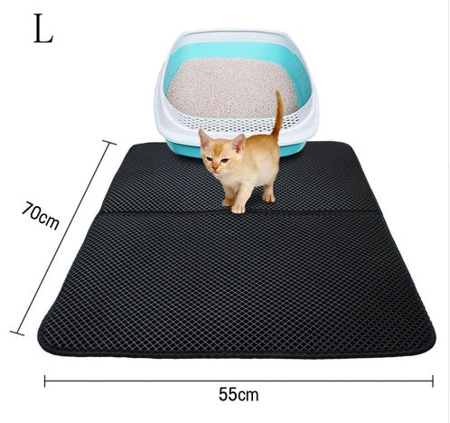 Double Layer Litter Cat Bed Pads Pet Cat Litter Mat Pets dealsniper-net L Black