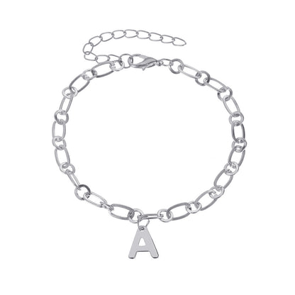 Women's All-match Shiny Diamond-encrusted English Letter Anklet Jewelry dealsniper-net White K