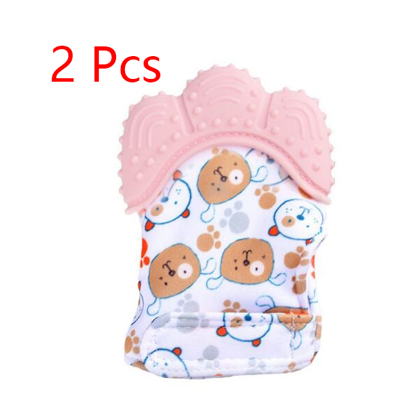 Baby teether baby anti-bite silicone molar gloves children's sound toys Kids DealSniper.net Pink 2 style 1pair