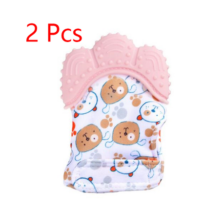 Baby teether baby anti-bite silicone molar gloves children's sound toys Kids DealSniper.net Pink 2 style 1pair