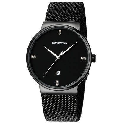 Men's watch mesh belt waterproof quartz watch Men DealSniper.net Black