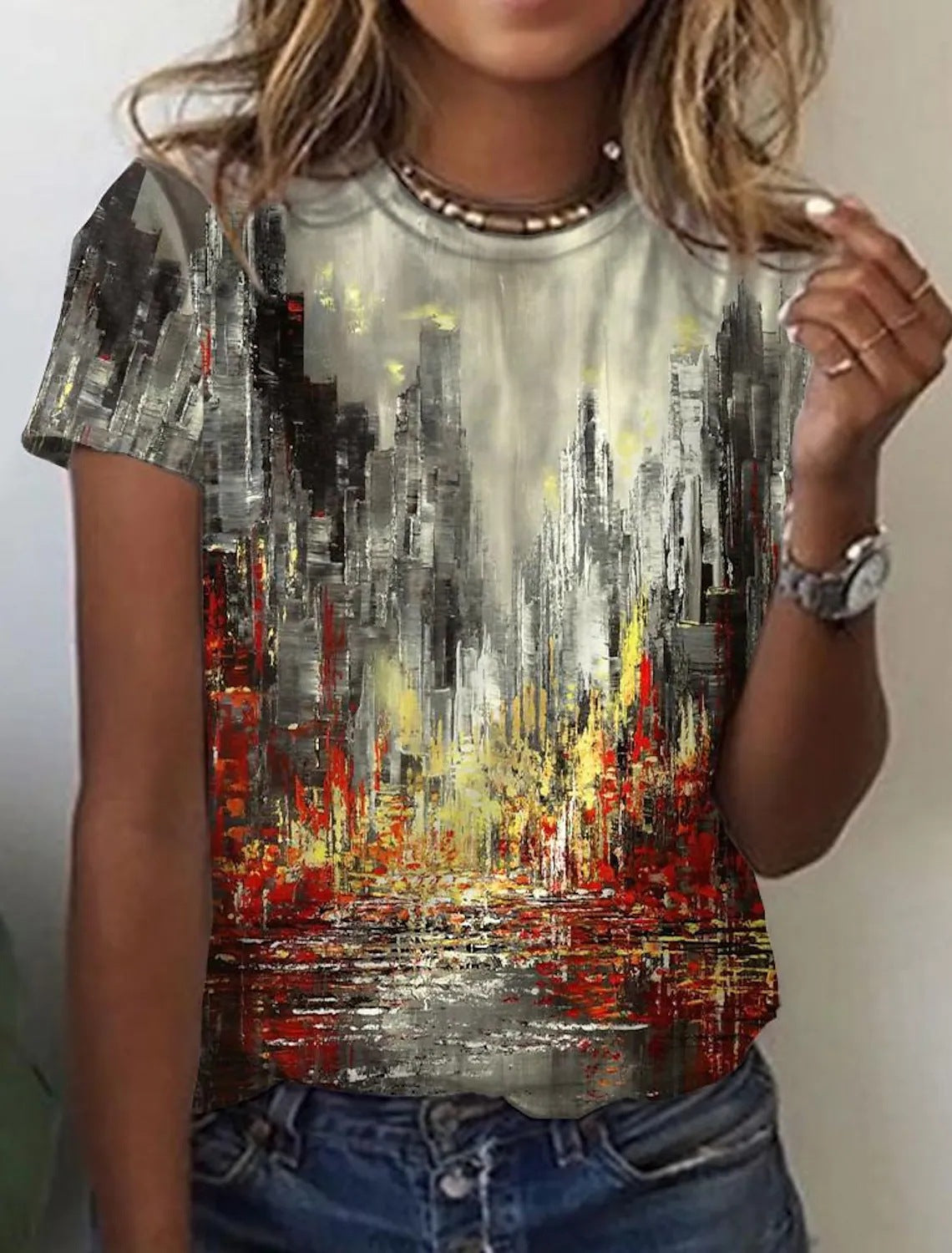 Women's European And American New Abstract Retro Print Short Sleeves Women dealsniper-net