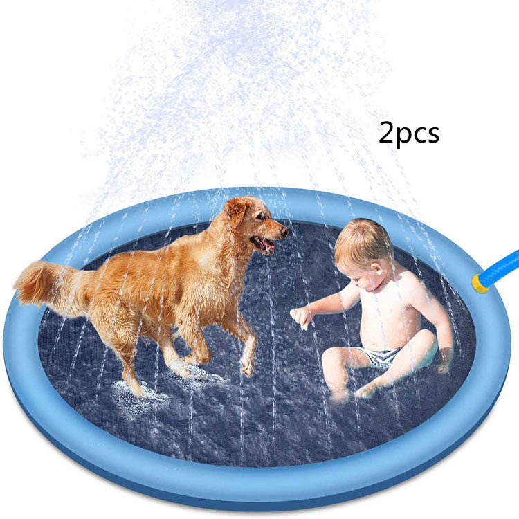 Non-Slip Splash Pad For Kids And Pet Dog Pool Summer Outdoor Pets dealsniper-net Blue170cm2pcs