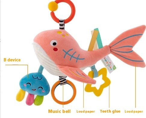 Baby Music Pulling Bell Doll Stroller Pendant Car Safety Seat Comfort Toy Kids dealsniper-net Pink Shark