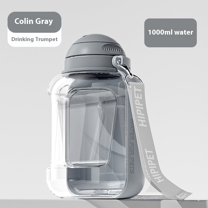 2 In 1 Dog Large Capacity Pets Out Drinking Dispenser Pets DealSniper.net Grey 1000ml