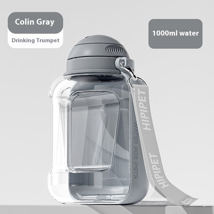2 In 1 Dog Large Capacity Pets Out Drinking Dispenser Pets DealSniper.net Grey 1000ml