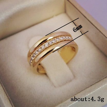 Simple Golden Sliver Rhinestones Ring Fashion Jewelry Gym From House