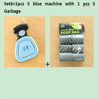 Dog Pet Travel Foldable Pooper Scooper With 1 Roll Pets Gym From House Set 6 BlueSXS