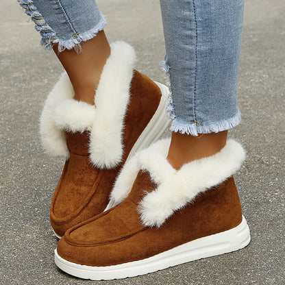 Snow Boots Warm Winter Shoes Plush Fur Ankle Boots Women Women DealSniper.net Brown Size35