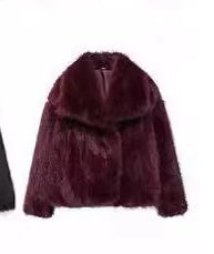 Winter Plush Coat Fashion Thicken Lapel Outwear Women DealSniper.net Wine Red L